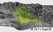 Satellite Panoramic Map of Azua, desaturated