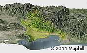 Satellite Panoramic Map of Azua, semi-desaturated