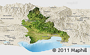 Satellite Panoramic Map of Azua, shaded relief outside