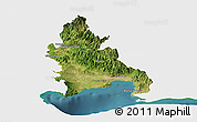 Satellite Panoramic Map of Azua, single color outside