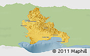 Savanna Style Panoramic Map of Azua, single color outside