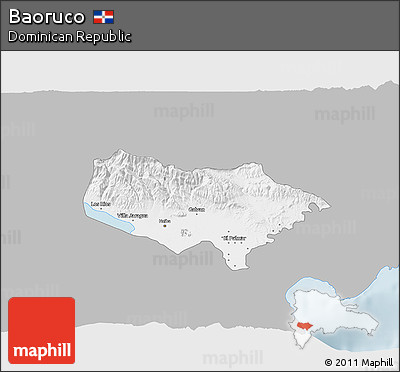 Gray 3D Map of Baoruco, single color outside