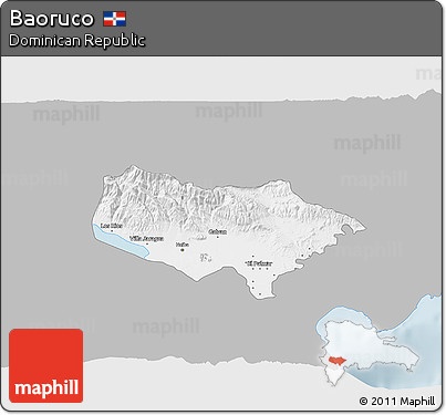 Gray 3D Map of Baoruco, single color outside