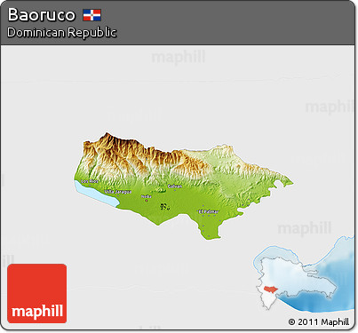 Physical 3D Map of Baoruco, single color outside