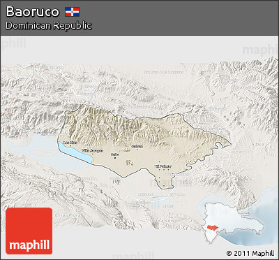 Shaded Relief 3D Map of Baoruco, lighten