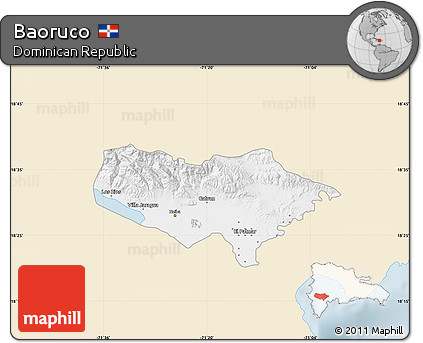 Classic Style Map of Baoruco, single color outside