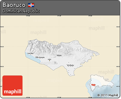 Classic Style Map of Baoruco, single color outside