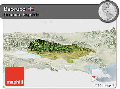 Satellite Panoramic Map of Baoruco, lighten