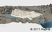 Shaded Relief Panoramic Map of Baoruco, darken