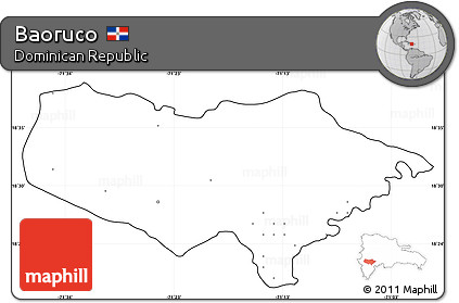 Blank Simple Map of Baoruco, cropped outside, no labels
