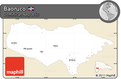 Classic Style Simple Map of Baoruco, single color outside