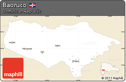 Classic Style Simple Map of Baoruco, single color outside