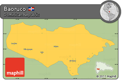 Savanna Style Simple Map of Baoruco, single color outside