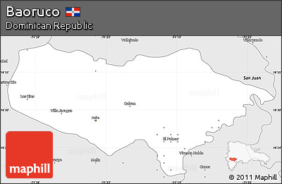 Silver Style Simple Map of Baoruco