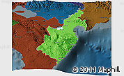 Political 3D Map of Barahona, darken