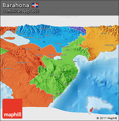 Political 3D Map of Barahona