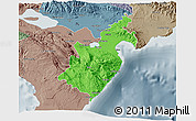 Political 3D Map of Barahona, semi-desaturated