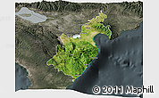 Satellite 3D Map of Barahona, darken, semi-desaturated