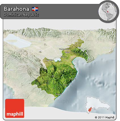 Satellite 3D Map of Barahona, lighten
