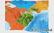 Satellite 3D Map of Barahona, political outside