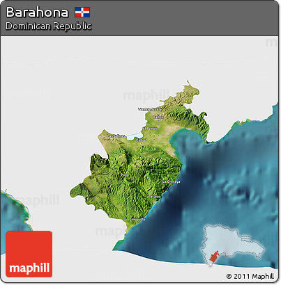 Satellite 3D Map of Barahona, single color outside