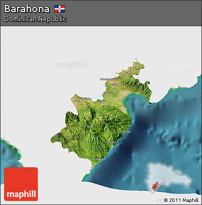 Satellite 3D Map of Barahona, single color outside