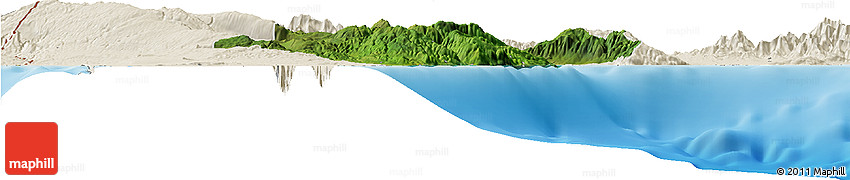 Satellite Horizon Map of Barahona, shaded relief outside