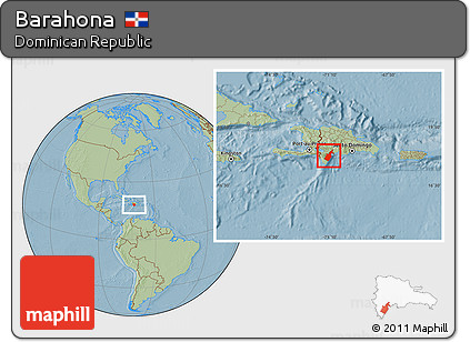 Savanna Style Location Map of Barahona, hill shading