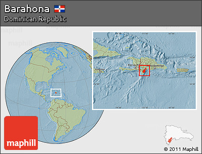 Savanna Style Location Map of Barahona, hill shading