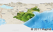 Satellite Panoramic Map of Barahona, shaded relief outside