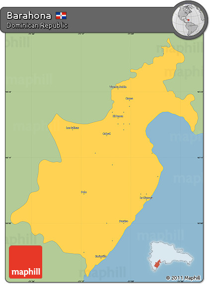 Savanna Style Simple Map of Barahona, single color outside