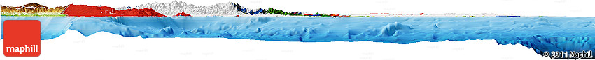 Flag Horizon Map of Dominican Republic, physical outside, bathymetry sea, flag aligned to the middle
