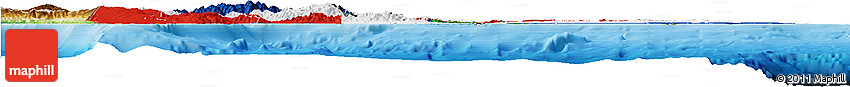 Flag Horizon Map of Dominican Republic, physical outside, bathymetry sea, flag rotated