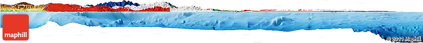 Flag Horizon Map of Dominican Republic, physical outside, flag rotated