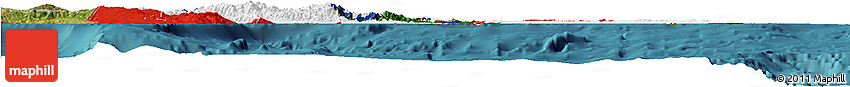 Flag Horizon Map of Dominican Republic, satellite outside, flag aligned to the middle