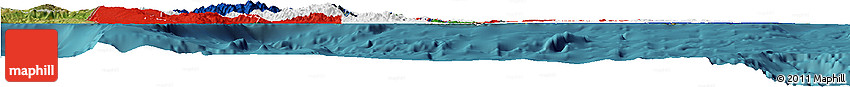 Flag Horizon Map of Dominican Republic, satellite outside, flag rotated
