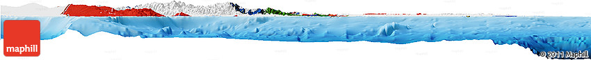 Flag Horizon Map of Dominican Republic, single color outside, shaded relief sea, flag aligned to the middle