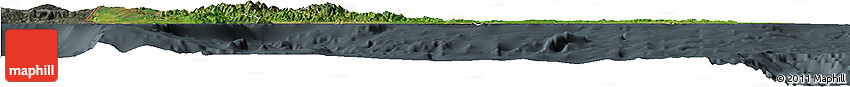 Satellite Horizon Map of Dominican Republic, darken, semi-desaturated