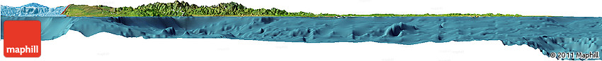 Satellite Horizon Map of Dominican Republic, political shades outside, satellite sea