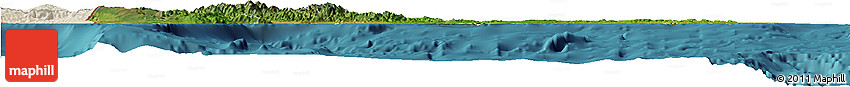 Satellite Horizon Map of Dominican Republic, shaded relief outside, satellite sea