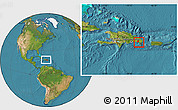 Satellite Location Map of La Romana, within the entire country