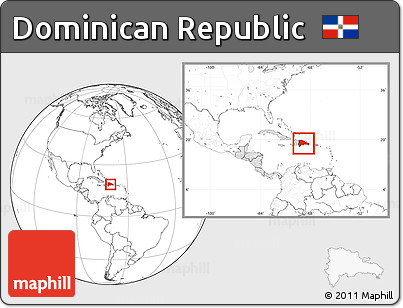 Blank Location Map of Dominican Republic, highlighted continent, within the entire continent