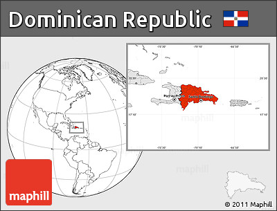 Blank Location Map of Dominican Republic, highlighted continent