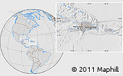 Gray Location Map of Dominican Republic, lighten, desaturated, hill shading