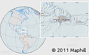 Gray Location Map of Dominican Republic, lighten, hill shading