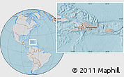 Gray Location Map of Dominican Republic, lighten, semi-desaturated, land only, hill shading