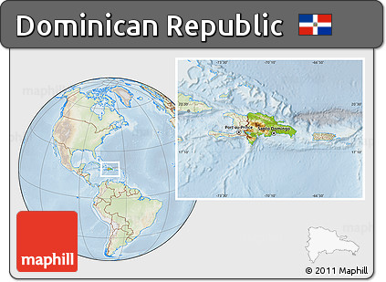 Physical Location Map of Dominican Republic, lighten
