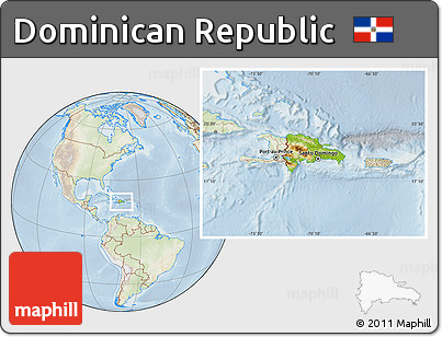 Physical Location Map of Dominican Republic, lighten