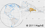 Political Location Map of Dominican Republic, lighten, desaturated