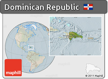 Satellite Location Map of Dominican Republic, lighten